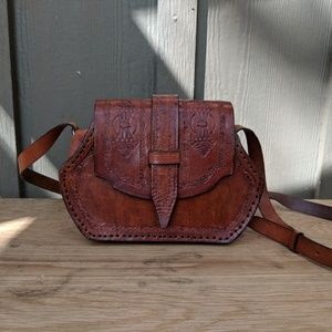 Cowboy-style mini crossbody brown leather purse